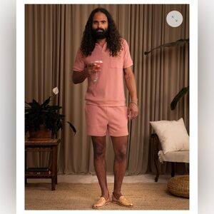 Dandy Del Mar The Cannes Waffle Knit Shorts - Spanish Rose